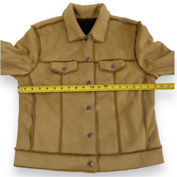 Saks Fifth Avenue Jacket Tan Faux Suede Real Clothes - Picture 10 of 13